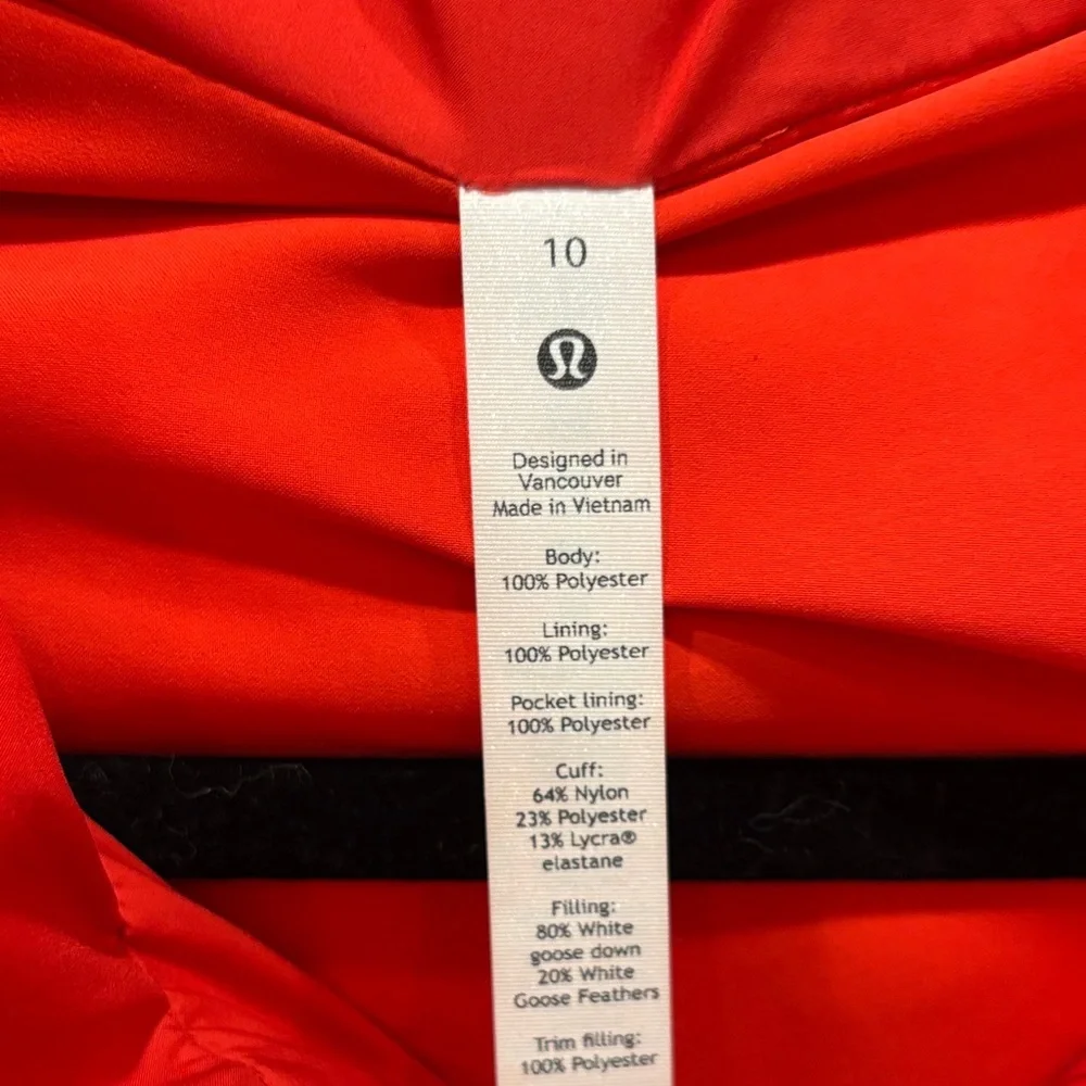 Lululemon Red Puffer Jacket Size 10 with detachable hood. - Picture 3 of 7